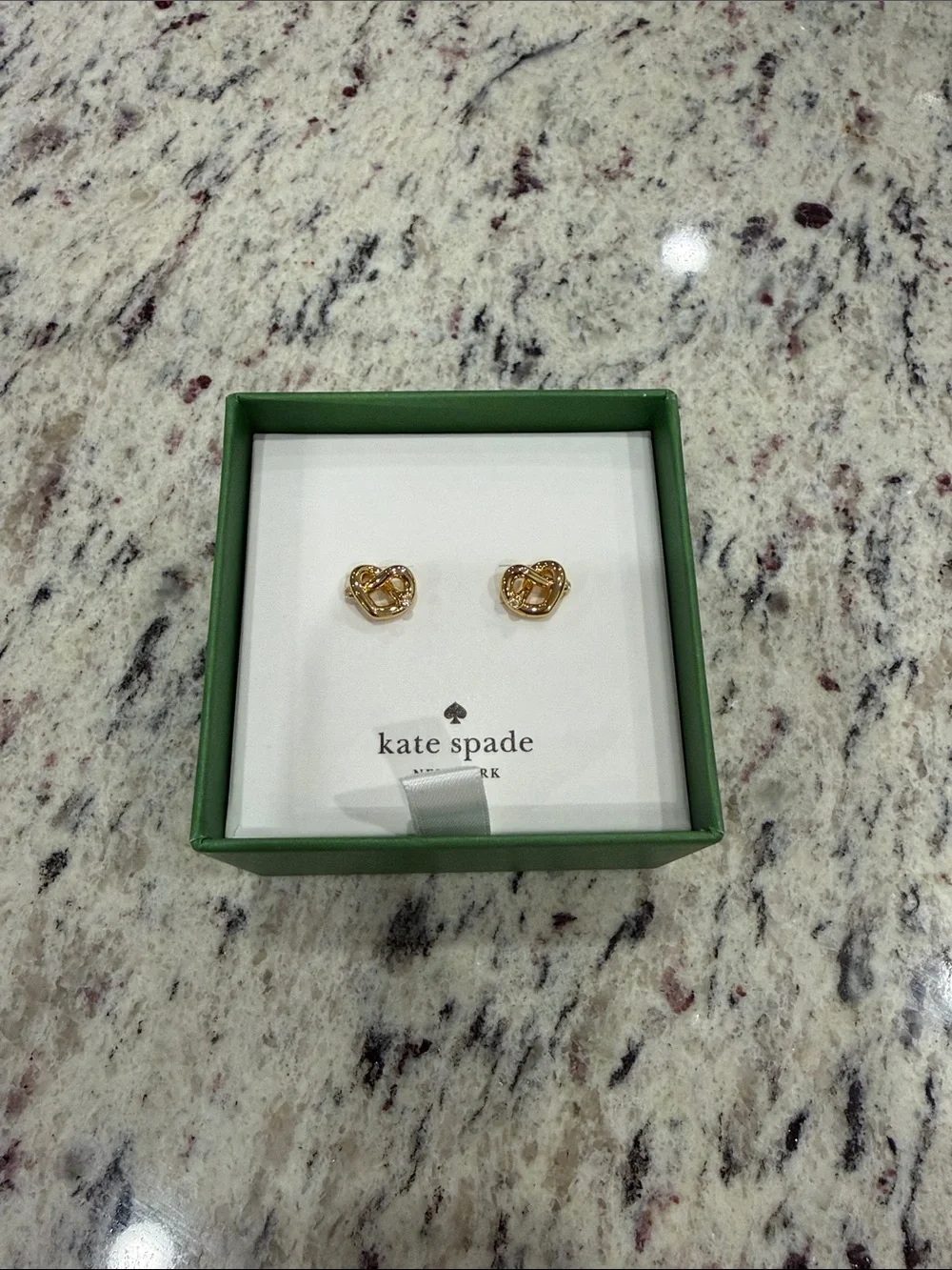 kate spade Gold Heart Knot Stud Earrings - Open Weave Design